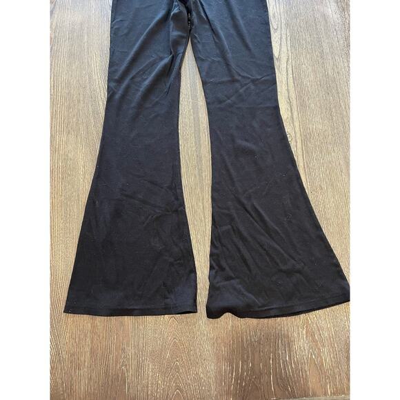 SO High Rise Flare Pants Ribbed Knit Elastic Drawstring Waist Pull-On Black Sz M - Picture 7 of 8
